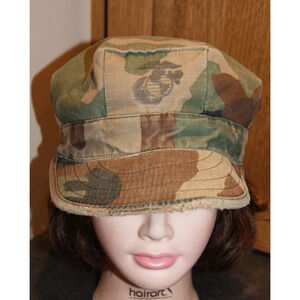 US Marines Camo Hat Type I With Insignia Fitted Size Small Utility Cap Distress